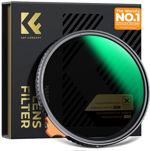 K&F CONCEPT Ultra-niedrige Reflexion & Ture Color ND Filter 67mm Variabler ND2-32 Graufilter (1-5 Blendenstufen)(Nano Xcel)
