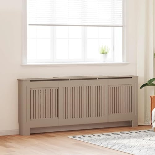 ACAGALA Heizkörperabdeckung, Heizkörper Abdeckung Mattem Braun MDF, VertikaleLamellen, Grill, Heizungsabdeckung für Schlafzimmer Wohnzimmer Büro, 205 x 20,5 x 81,5 cm