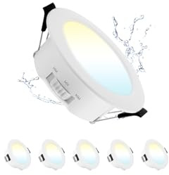 Grebeam 7W LED Einbaustrahler 230V Flach IP44 Spots Deckenspots Warmweiß Neutralweiß Kaltweiß LED Spots Decke für Badezimmer Küche Wohnzimmer, Ø75-90mm Loch, 5er Set