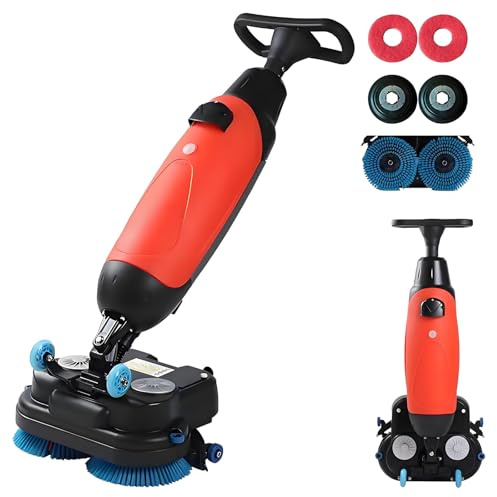 BANGBANGJI Autolaveuse Industrielle et Commerciale, polisseuse de Sol 43 cm (17 Pouces), sans Fil, Double Brosse rotative, tête pivotante à 360° pour carrelage et béton