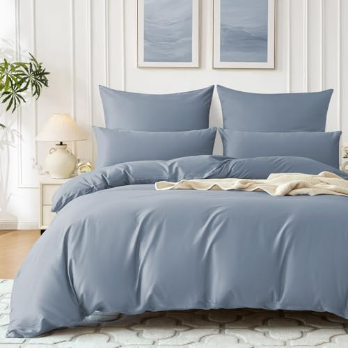 SOULFUL Housse de Couette 220x240 Satin de Coton - Bleu Acier