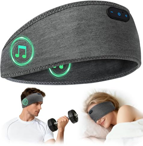 MUSICOZY Schlafkopfhörer Bambus Schlaf kopfhörer Bluetooth Seitenschläfer | Kühlendes Stirnband Kopfhörer, Dünne Lautsprecher & 16+Std Akku. Für Yoga, Training, Reisen & Schlaflosigkeit. Tech Gadgets.