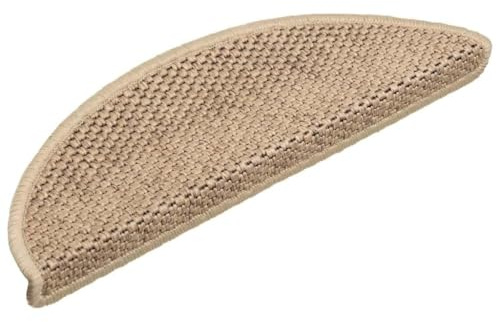Hoopleep Treppenmatten Selbstklebend Sisal-Optik, 15 STK. 56x17x3 cm Sand, rutschfest für Holztreppen, Robuster Treppenstufen Schutz für den Innenbereich