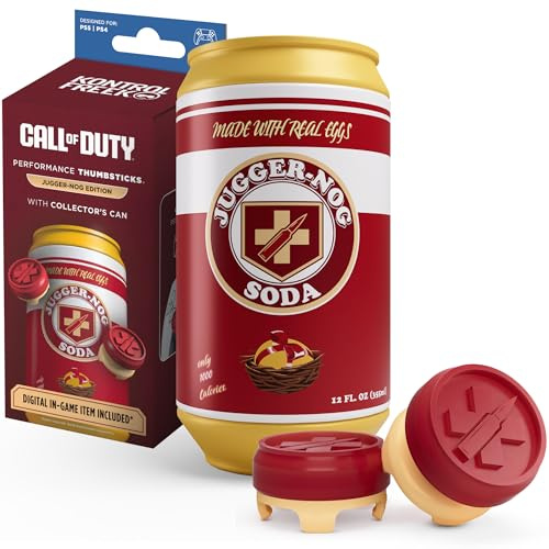 KontrolFreek® Jugger-Nog Performance Thumbsticks® | Jugger-Nod Sammeldose aus Metall | PlayStation 4 (PS4), PlayStation 5 (PS5) | Rot und Cremefarben