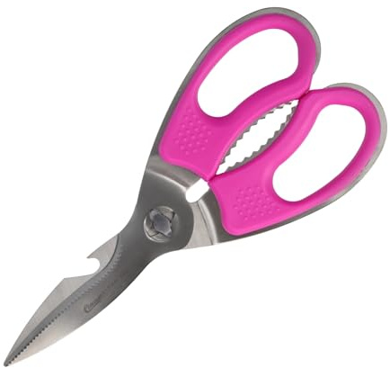Clauss Küchenschere TITAN Nitrid beschichtet Pink | Softgrip Haushaltsschere mit mikrogezahnten Klingen | Extraharte & demontierbare Klingen | Geflügelschere, Kräuterschere, Pizza Schere | CL-18872 00