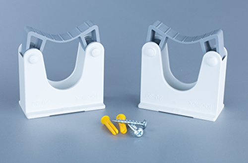 Werkzeughalterung Doppelpack Wandhalter Universalhalterung für Rohrdurchmesser 20-30mm Farbe weiß inkl. Dübel und Schrauben
