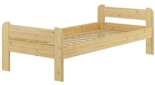 Erst-Holz Einzelbett Bettrahmen 90x200 Bett Kiefer Natur Massivholzbett Futonbett Rollrost 60.39-09