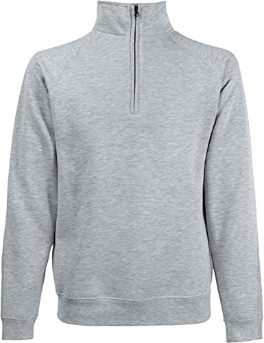 Fruit of the loom Herren Zip Neck Sweat Sweatshirt, Grau (Heather Grey 123), Large