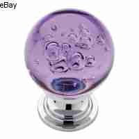 Brainerd Bouton de porte en verre Motif bulles Violet 3,8 cm
