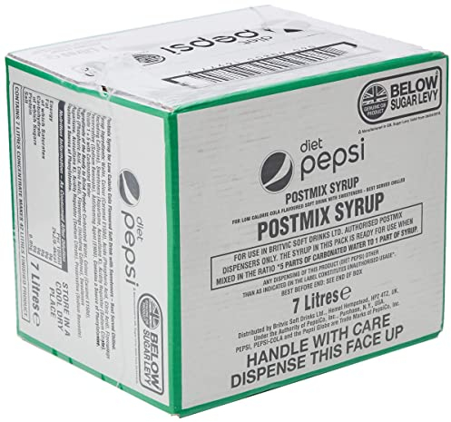 Pepsi Diet Cola Post Mix BIB Syrup for Dispensers - Makes 42 Litres Finished Product - 7 Litres