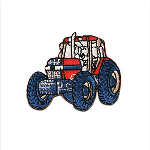 Mono-Quick Traktor Aufnäher zum Aufbügeln 4,4 x 5,4 cm Bügelbild für Kinder mit Bauernhof Baustelle Action Spielspaß, Bügelpatch Patches Bügelflicken Kindergeburtstag