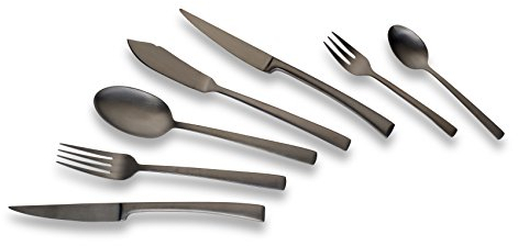 ECHTWERK EW-BS-0842S Avelino-Couverts noirs, pour jusqu'à 6 personnes, 42 pièces, acier inoxydable, 24.5 x 34.5 x 6.5 cm