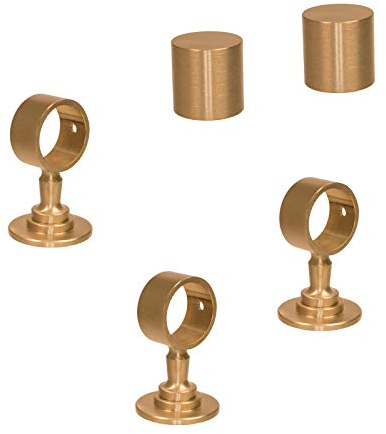 2 Endkappen und 3 Seilträger Messing matt für 30mm Handlaufseil