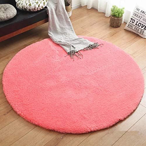 Liveinu Tappeto Shaggy Rotondo Tappeti Soggiorno Pelo Lungo Antiscivolo Lavabili Moderni Moquette Ø 80 cm Rosa