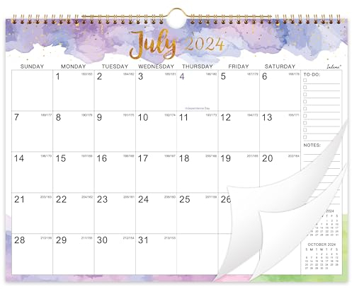 Wandkalender 2024 – Januar 2024 – Dez. 2024, 12 Monate, Wandkalender 2024, 38,1 x 29,2 cm, starke Doppeldrahtbindung, große Blöcke mit Julianischen Daten, perfekter Organizer für Zuhause und Büro