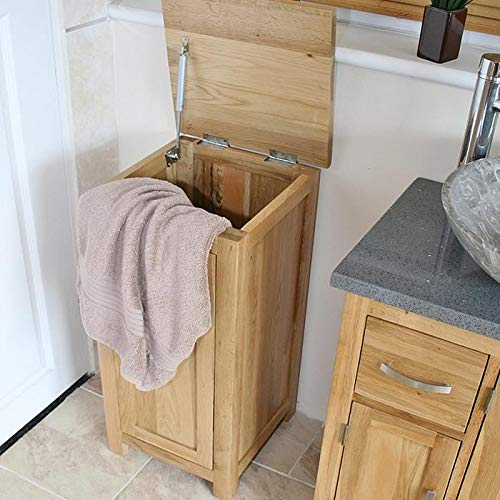 bathrooms & more store Oak Laundry Bin with Hydraulic Damper | Oak Laundry Basket H75 x D35 x W35cm