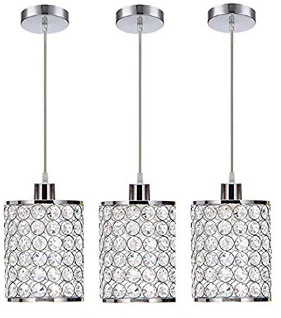 3 Kristallleuchter Pendelleuchte Minimalistisch Chrom Kristall Lampe Rund Langer Hängelampe Verstellbar Modern Elegante Esszimmer Schlafzimmer Küchen Bar Büro Treppen Kreativ Lüster, Ø6,3 * 7,87zoll