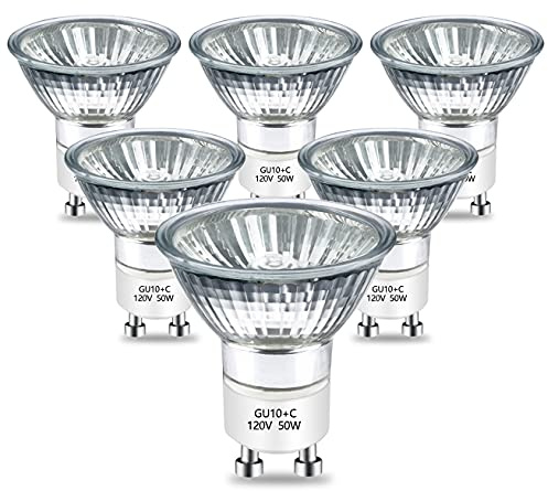 GU10 Halogen Bulb 120v 50w Warmer Bulbs, 2800k Warm White gu10 Dimmable for Candle Warmer, Scent Wax Burner, Fragrance Melt, Warming Bulb Pack of 6