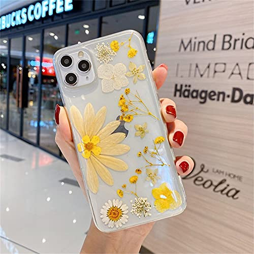 Jacyren iPhone 7 Plus Hülle,iPhone 8 Plus Handyhülle Getrocknete Blumen Case Kristall Gel Schutzhülle Blume Bumper Ultradünn Silikon Cover Schale Schutzhülle für iPhone 7 8 Plus, Halbe Chrysantheme
