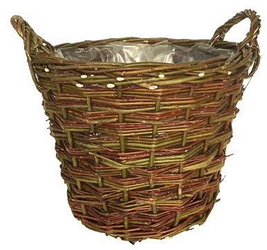 linoows Erntekorb, Blumenzwiebelkorb, Mehrzweckkorb aus Weide, Kaminholzkorb 40 cm