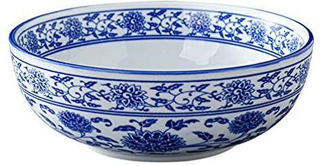 YARNOW Chinese Blue and White Porcelain Bowls Large Ceramic Serving Bowls Cereal/Salad/Noodle Bowls for Home Kitchen 7 inch
