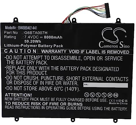 vhbw Batterie Compatible avec Wacom Cintiq Companion 2, DTH-W1300 Tablette Pad (8000mAh, 7,4V, Li-polymère)