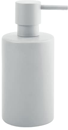 Spirella Seifenspender Tube | mit Edelstahlpumpe | Flüssigseifen-Spender | Porzellan | 300ml | Langliebig und Robust | matt Weiß, White
