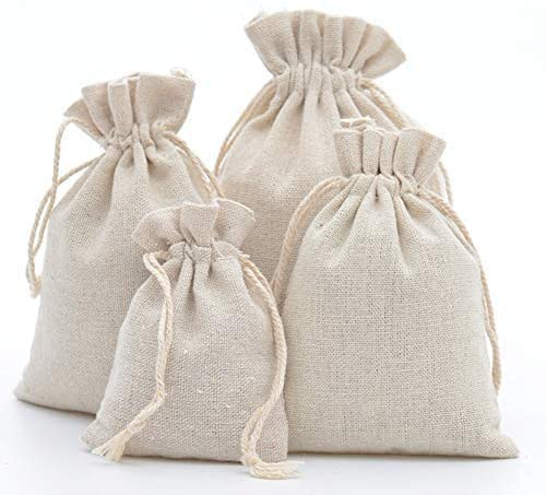 DAHI 12pcs Petits Sacs en Tissu Sachet Coton 20x30cm Sac Toile de Jute Pochette Tissu Cordon Sac en Tissu Bijoux Sacs Cadeaux Sachet de Thé Reutilisable