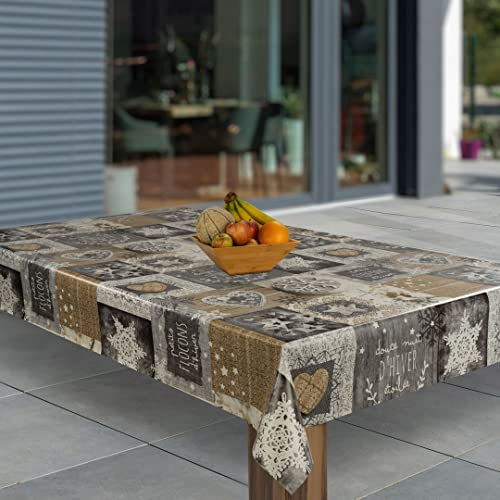 laro Wachstuch-Tischdecke Abwaschbar Garten-Tischdecke Wachstischdecke PVC Plastik-Tischdecken Eckig Meterware Wasserabweisend Abwischbar, Muster:Weihnachten Patches Sterne Schneeflocken, Größe:90x120