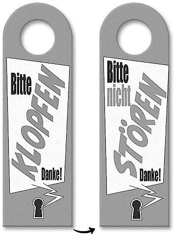 Bitte nicht stören oder klopfen Türhänger mit Schlüsselloch Motiv in grau als praktisches Türschild für Menschen die nicht gestört werden wollen wenn sie am arbeiten sind