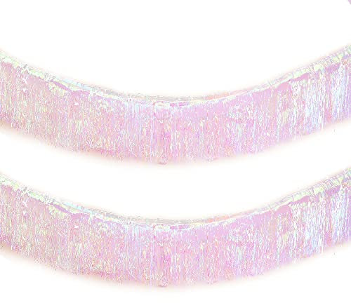 Premium Schillernde Fransen Lametta Girlande für Partydekorationen - 4 Schichten dick, 2 Stück, LILF Folie Metallic Lametta Banner Party Luftschlangen für Hochzeit Geburtstag Weihnachten Dekoration