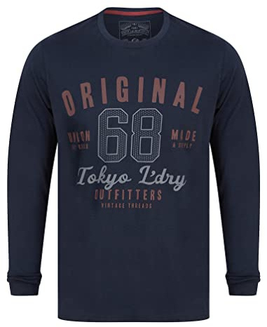 Tokyo Laundry Men's Vintage Retro Graphic Print Cotton Jersey Long Sleeve Top