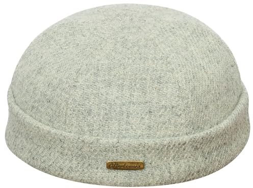 Sterkowski Docker Mütze | Harris Tweed Beanie Kappe für Herren und Frauen | Docker Cap Leon der Profi Beanie Herren Fahrrad Mütze Kapitänsmütze Herren Wintermütze Herren Hellgraumeliert 58 cm