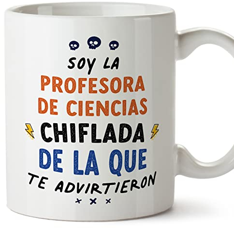 MUGFFINS Tazas para PROFESORA DE CIENCIAS mujer - En Español - Todos te advirtieron - 11 oz / 330 ml - Regalo original y divertido