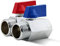 DOJA Barcelona | Mini Vanne Arret | 2 Robinet d'Arrêt 1/4” | PN16 Male-Femelle | Laiton | 2 Manettes Metal Bleu et Rouge | Vanne Quart de Tour pour Reducteur de Pression Eau, Robinet WC, Plomberie