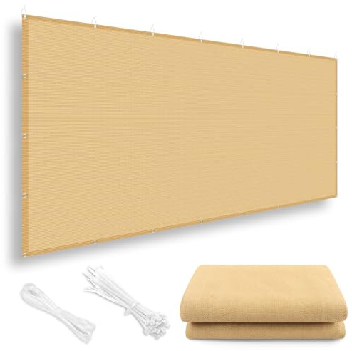 LOVE STORY Strapazierfähiges Sonnenschutztuch für den Außenbereich, 90% UV-Schutz, hitzebeständiges HDPE-Material, atmungsaktiv, Schattenstoff, Sichtschutz mit Ösen für Terrasse, 1,8 x 3,5 m, Sand
