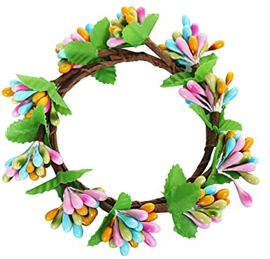 Osterkranz mit Hase Osterhase Kranz Osterdeko Ostern Frühling Bunte dekorative Kranz Simulation Osterkerze Kranz Tischdekoration Kleiner Kranz Ostern Hängegirlande für den Innen und Außen