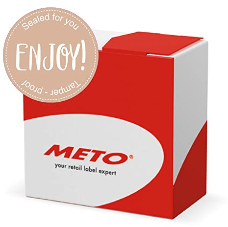 Meto Siegeletiketten in Spendbox (50mm rund, Pastel-Braun, permanent klebend, Sicherheitsschnitt, 500 Enjoy Aufkleber pro Etikettenrolle)