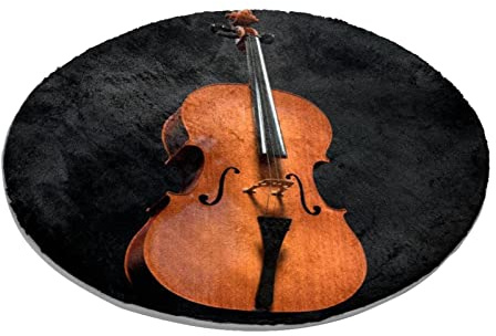 Cello Musikinstrumente schwarz runder Teppich für Schlafzimmer Wohnzimmer Arbeitszimmer Spielen
