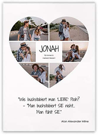 Maverton Fotoleinwand mit eigenem Bild, personalisiertes Leinwandbild | Mit Holzrahmen, Größe 30x40 oder 50x70, Fotowand Collage mit Wunschmotiv für Jungen, für Männer, für immer, 50 x 70 cm