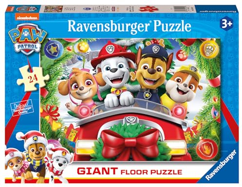 Ravensburger - Puzzle Paw Patrol Christmas, Kollektion 24 Giant Boden, 24 Teile, Puzzle für Kinder, Empfohlenes Alter 3+ Jahre