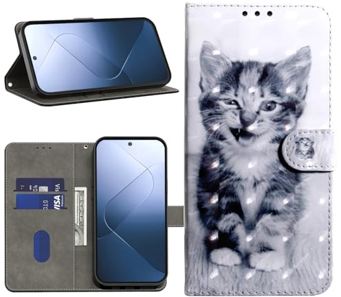 BOLELAW Hülle für Samsung Galaxy A21S, Smiley Katze | Stoßfest PU Leder Klapphülle, Magnetverschluss, Standfunktion, Kartenfächern