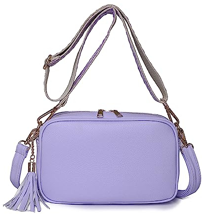 FANDARE Borse a spalla da Donna Quadrato Borse a Tracolla PU Pelle Borsa Mano con due tracolla Elegante Borsa a Spalla Pochette Borsello Borsa Viaggio Crossbody Bag Borse Messenger Viola
