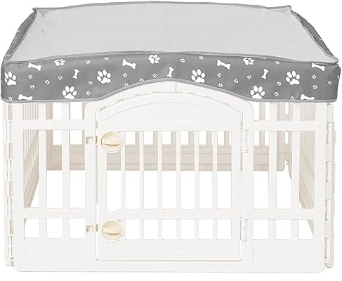 KUMOUARTS Hunde-Laufstall, Netz-Abdeckung für 91,4 cm große Haustier-Laufstall mit 4 Paneelen, Hundekäfig-Abdeckung, Haustierzelt, Welpenlaufstall, ideal für den Innen- und Außenbereich. Hinweis