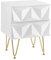 EUGAD Table de Chevet avec 2 Tiroirs à Effet 3D, Table de Nuit Adulte, Design Moderne, pour Chambre à Coucher, Salon, 40x40x53 cm, MDF et Métal, Blanc + Doré, 0001CTG