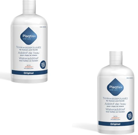 Plaqtiv+ aditivo para el Agua de Bebida | Paquete Doble | 2 x 500 ml | Producto para el Cuidado de Perros y Gatos | para favorecer el Cuidado Dental y la higiene bucal