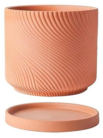 WAVY STUDIO Terrakotta-Übertopf mit Untersetzer, 17,8 cm