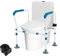 COSTWAY Apoyabrazos WC, Riel de Seguridad para Inodoros para Ancianos, Soporte para Inodoro con Altura y Anchura Ajustables y Correa Fija para Discapacitados y Minusválidos (Azul)