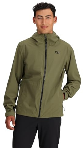 Outdoor Research Men's Stratoburst Stretch Rain Jacket, Ranger Green, L