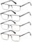 Fsread 4 Pack Blue Light Blocking Reading Glasses For Men with Spring Hinges Rectangular Reader Full Frame Ultralight Metal Frame +1.25
